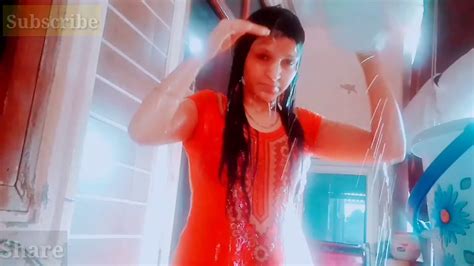 Desi Girl Bathing And Hair wash .